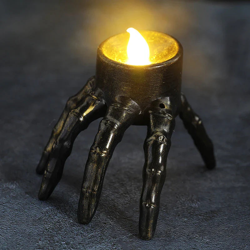 Skull-shaped Halloween lantern with LED lighting for atmospheric decor