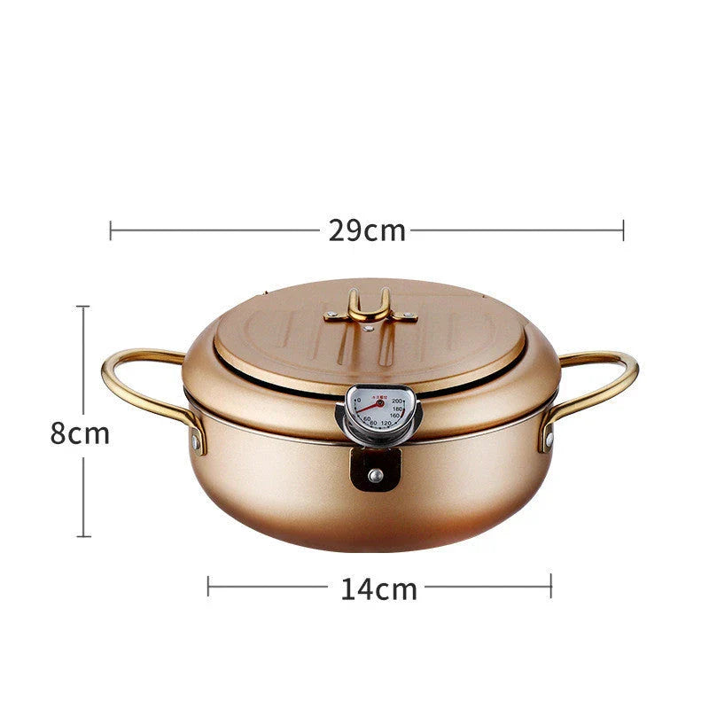 Stainless Steel Telescopic Frying Basket with Removable Thermometer for Precise Temperature Control and Easy Frying