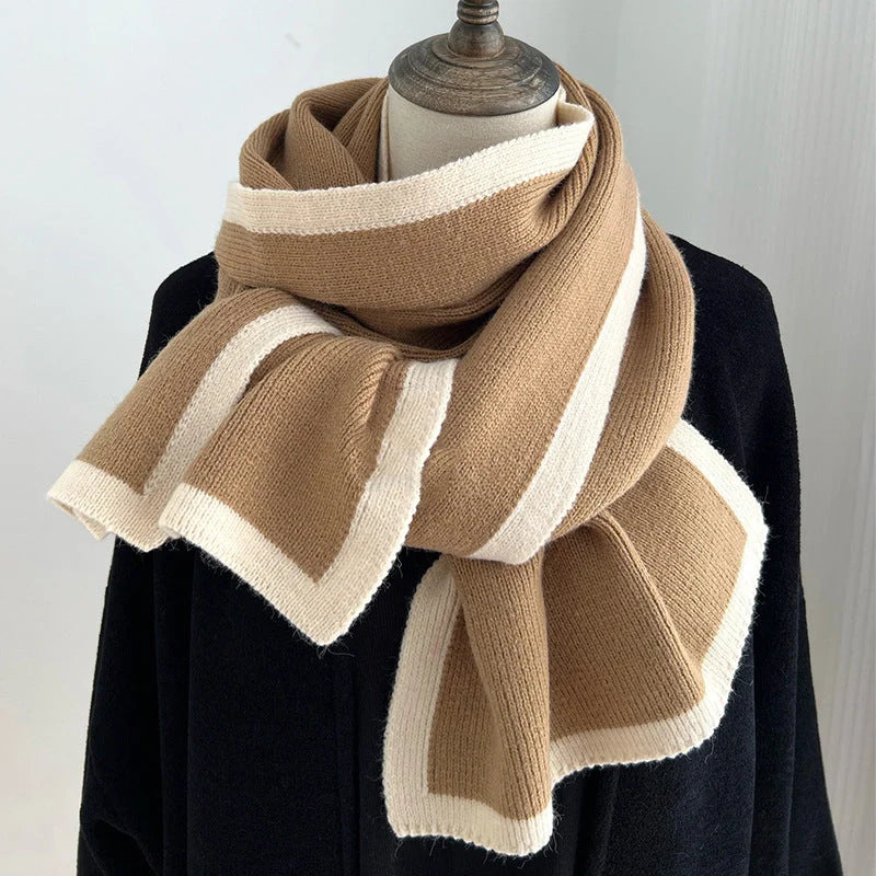 Premium knitted wool scarf in various classic British colours, including red, camel, grey, black, beige, and army green