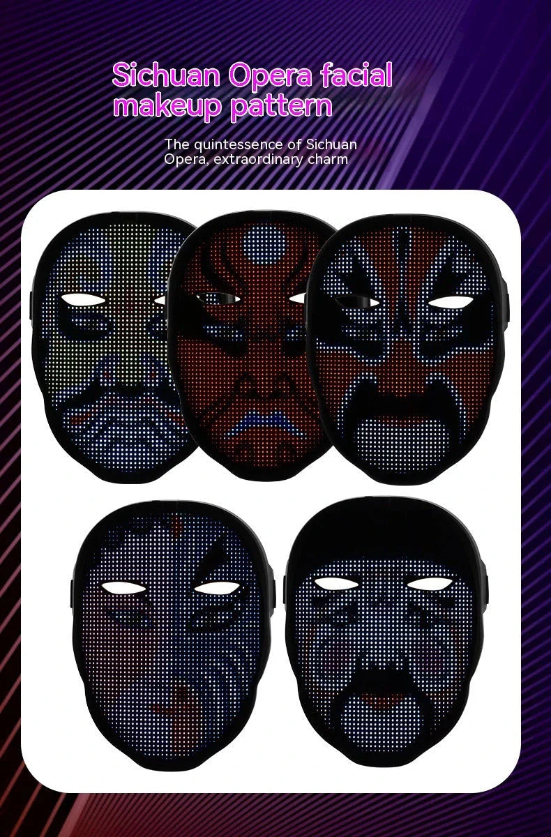 LED-powered face masks with gesture-controlled lighting effects for Halloween, parties, and other celebrations