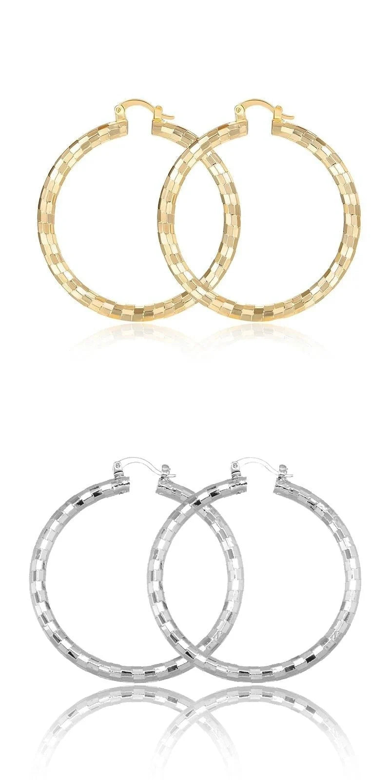 Elegant geometric copper earrings with 18-carat gold plating, featuring a minimalist elliptical design