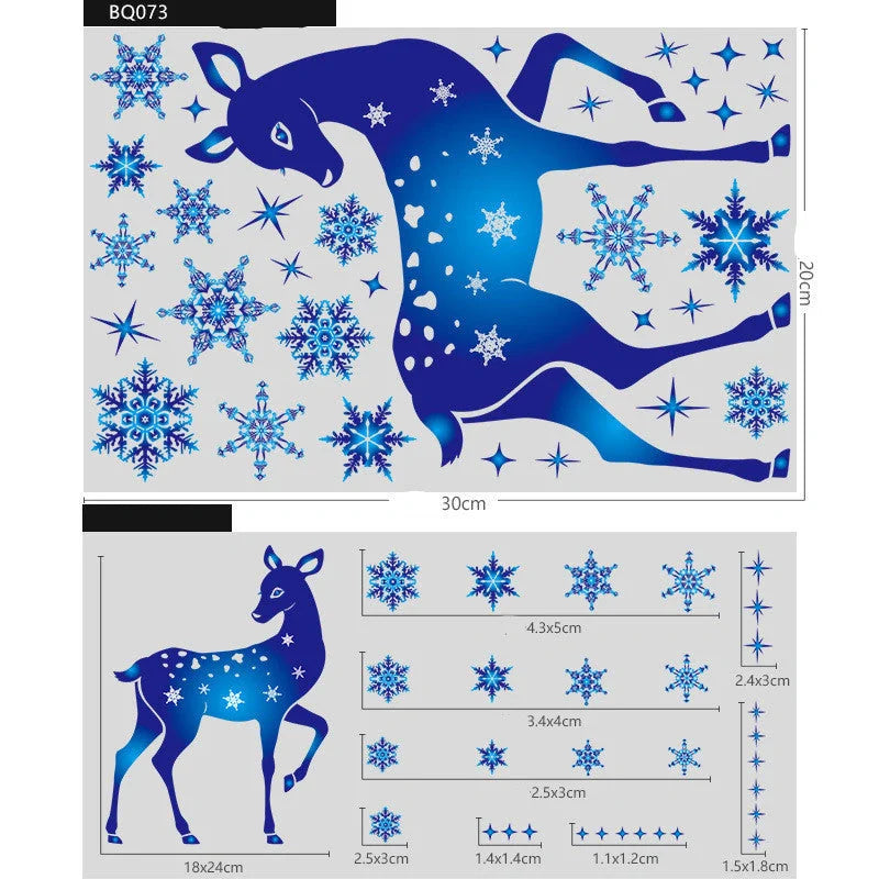 Christmas Elk Snowflake Sticker for glass and wall decoration