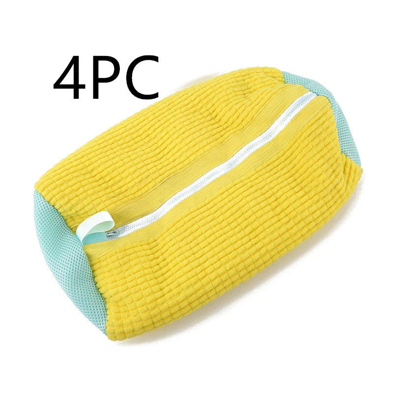 Durable shoe washing bag made of high-quality chenille fabric for effortless machine cleaning of sneakers, tennis shoes, and other washable footwear