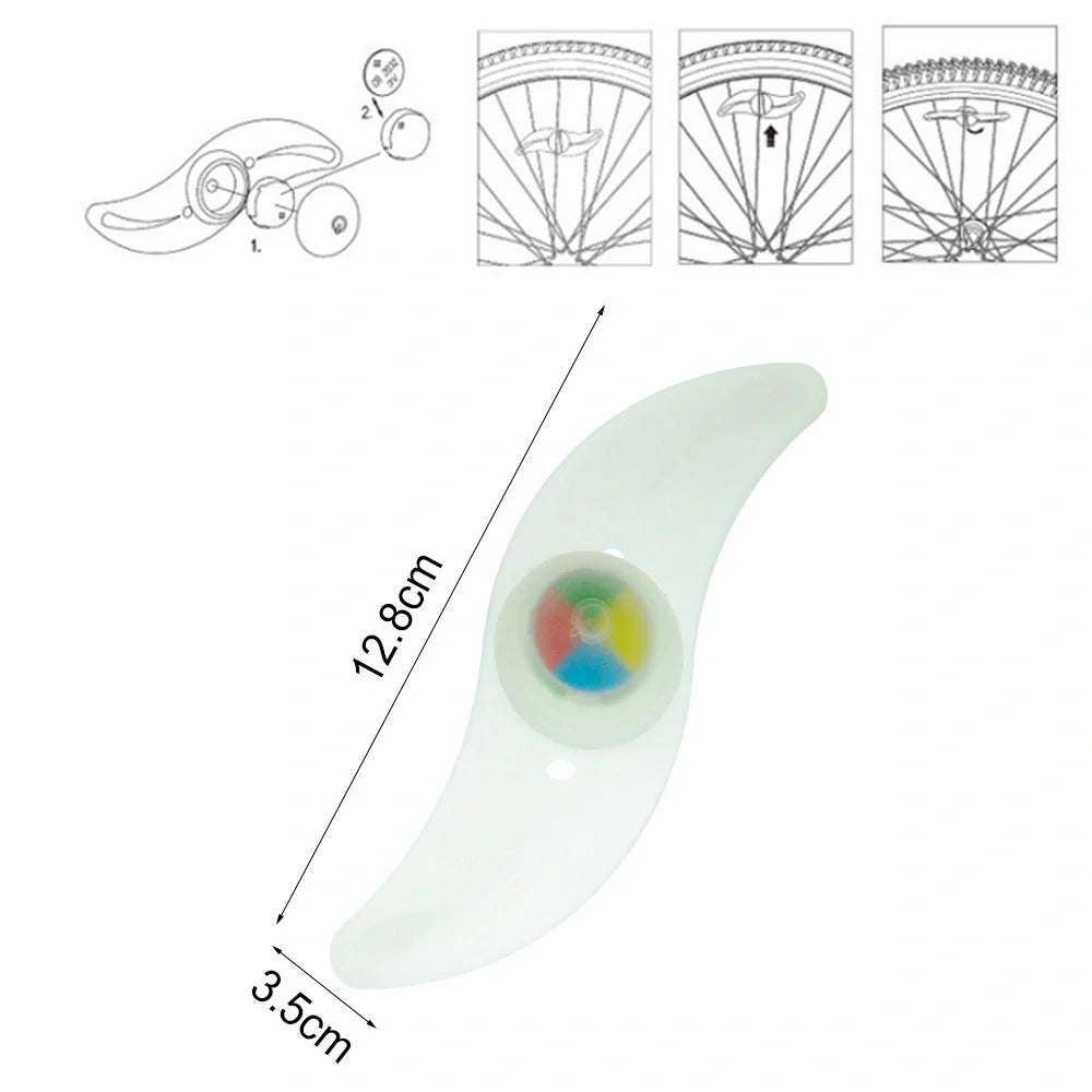 Bicycle Spokes LED Safety Lamp mounted on bike wheel, showcasing waterproof design