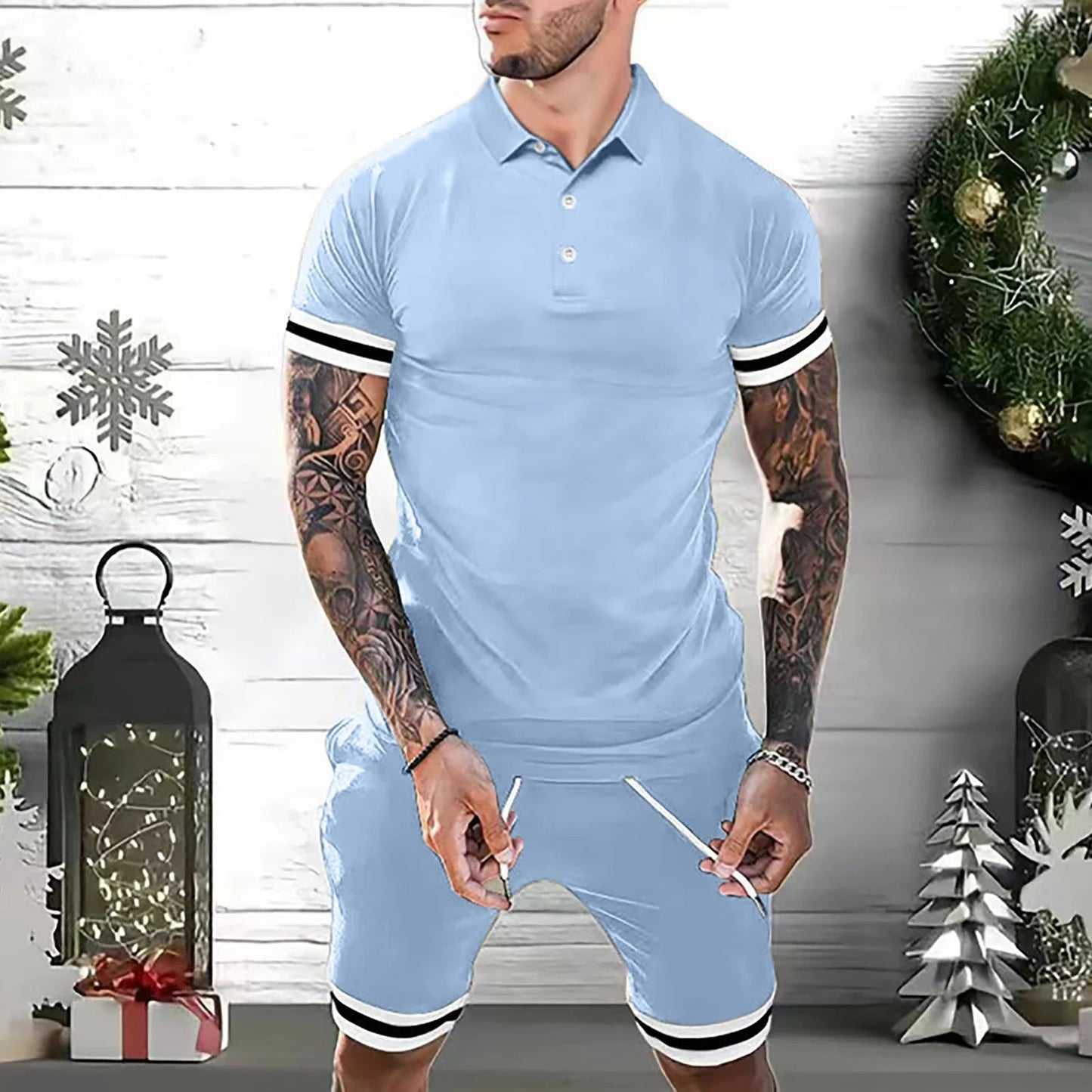 Versatile men's casual 2-piece tracksuit set in various colors and sizes