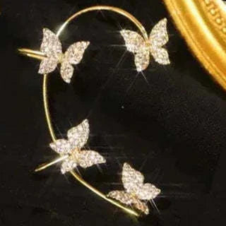 Stylish gold and silver butterfly ear cuffs - fashionable jewelry for women
