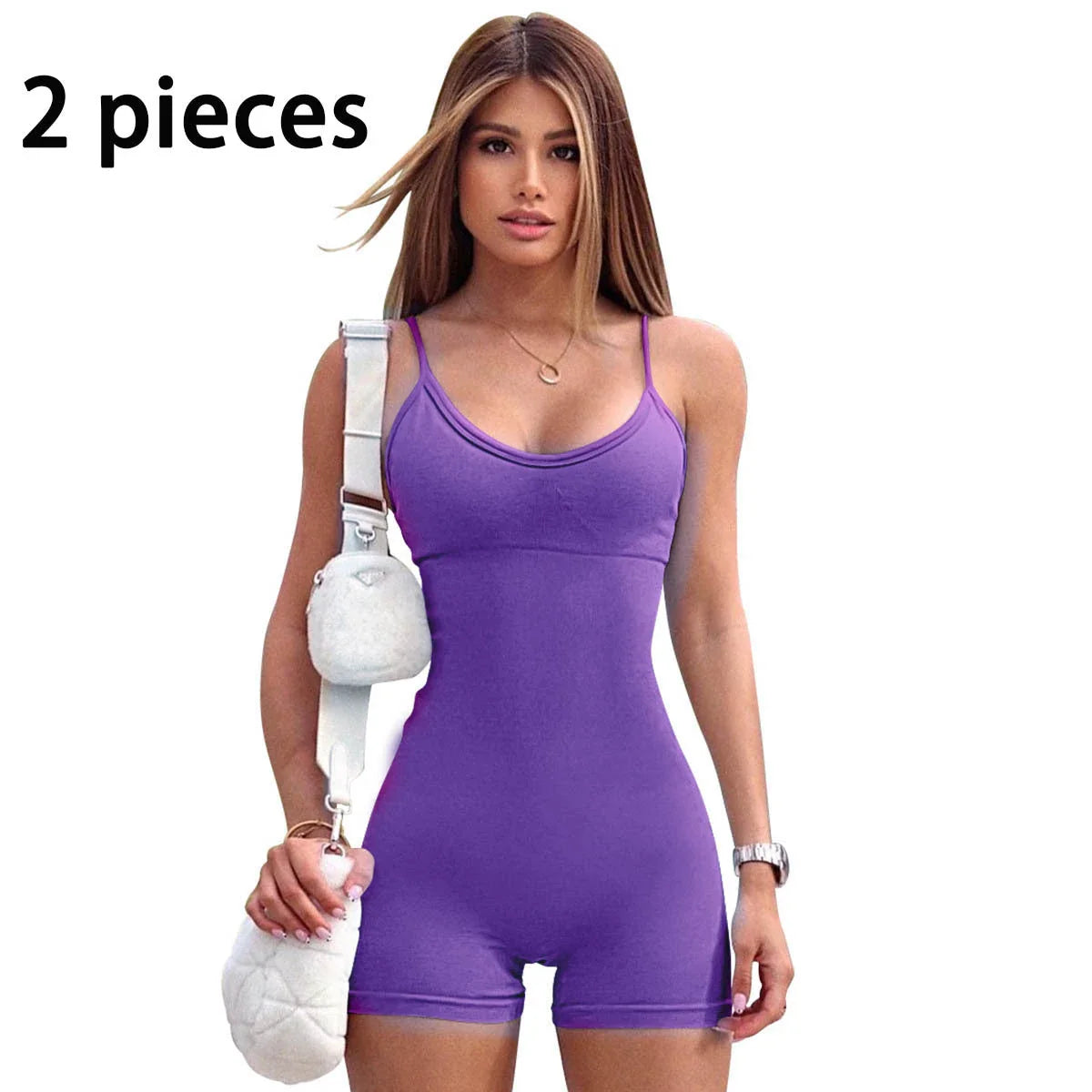Stylish spaghetti strap workout jumpsuit for women in various vibrant colors