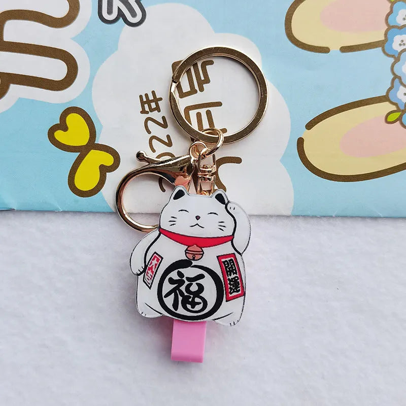 Lucky Cat plastic ferrule pendant and card sleeve set for blessing certificate display