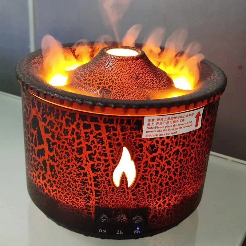 Ultrasonic essential oil humidifier with mesmerizing flame and jellyfish smoke ring effects, ideal for creating a soothing and relaxing atmosphere in any home or office.