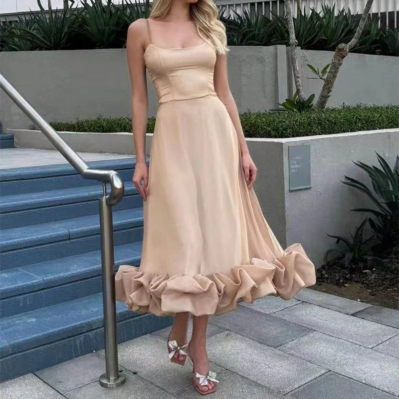 Elegant chiffon skirt with three-dimensional floral design, available in a range of classic UK colours