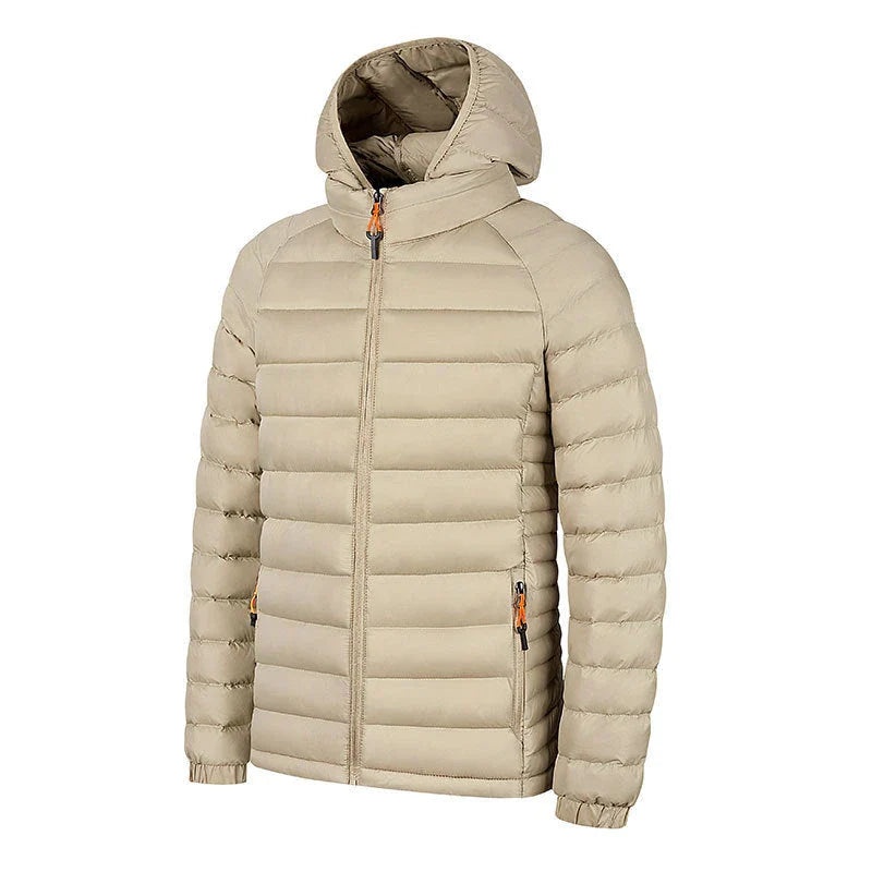 Cozy lightweight hooded jacket with pockets in various colors, perfect for men's winter fashion and outdoor activities
