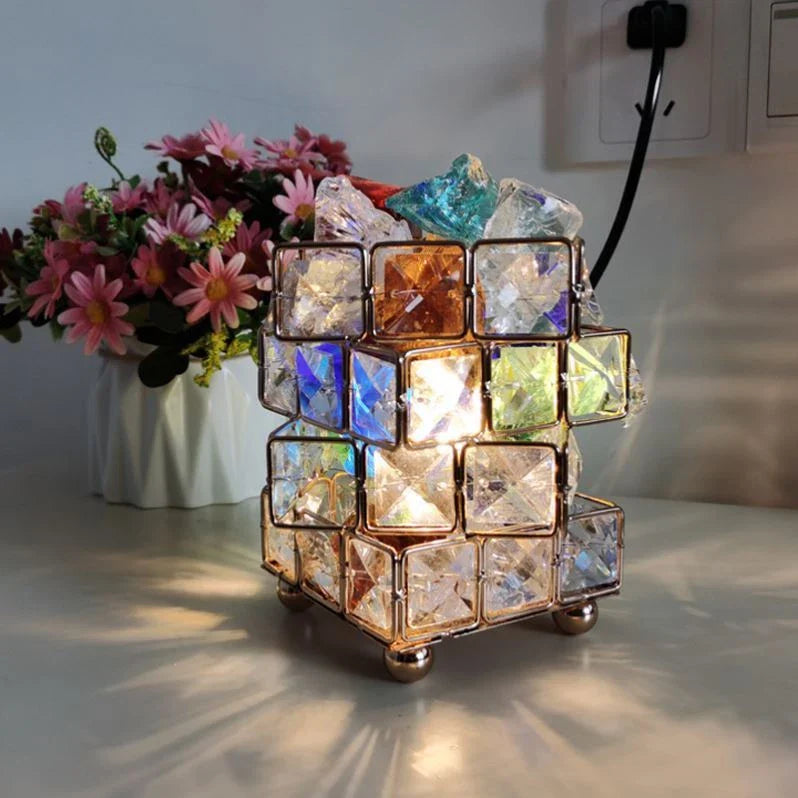 Premium crystal salt lamp with warm, soothing glow and natural air purification capabilities