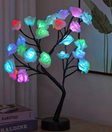 Enchanting 3D rose lamp with various color options, creates romantic ambiance for home decor