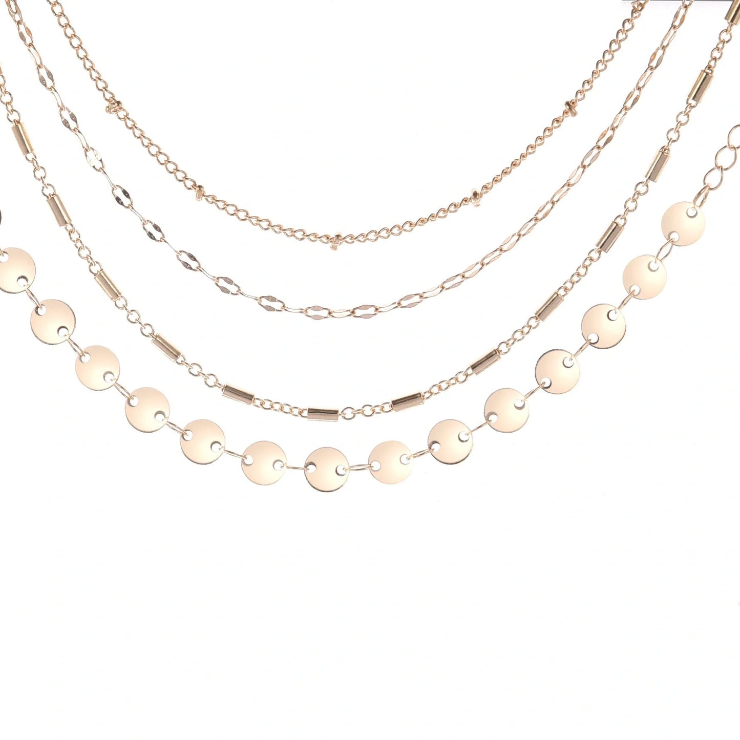 Elegant 4-pack women's chain disc bracelets set in gold and silver