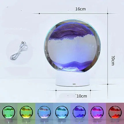 Creative 3D quicksand design table lamp with glass shade and USB power cord