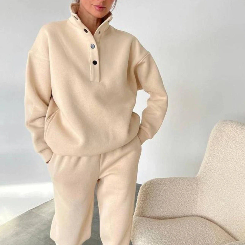 Homeenjoy Cozy Casual Oversized Pullover & Pant Set - Stylish Athleisure for Women