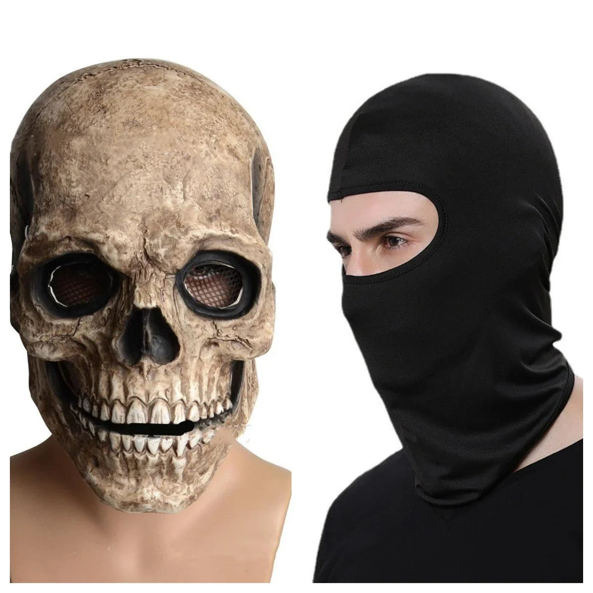 Lifelike 3D skull mask with movable jaw, perfect for Halloween costumes and cosplay events