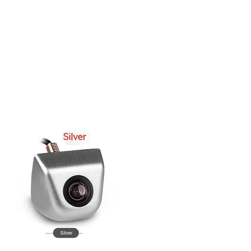 Black metal car reversing camera with lens and integrated wiring cable