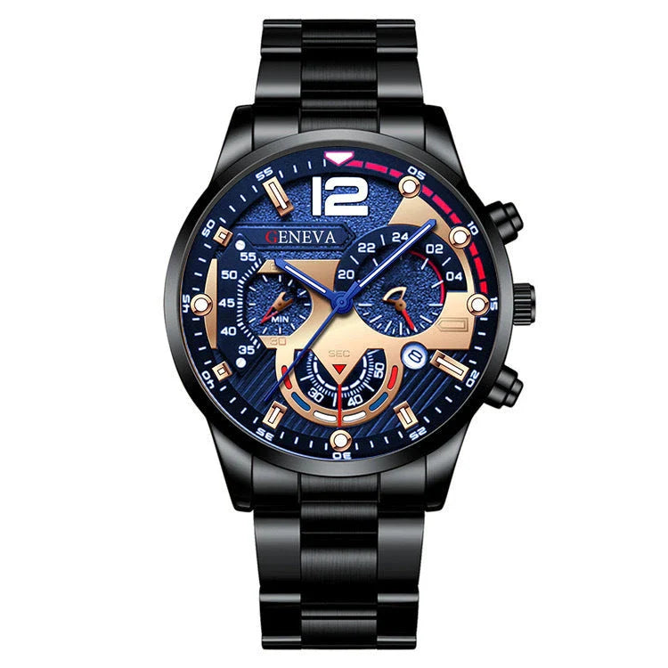Stylish steel bracelet watch set with various color options for fashion-forward men