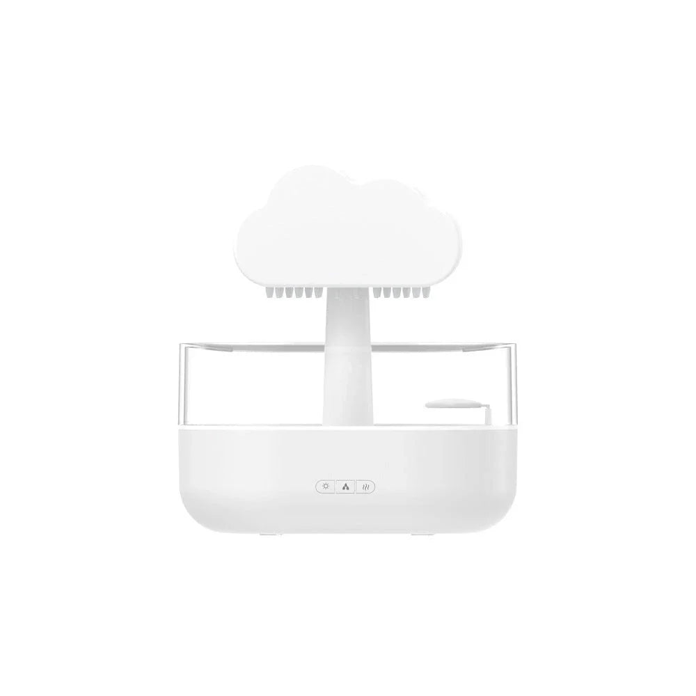 Cloud-shaped humidifier with color-changing LED lights, designed for improved air moisture and aromatherapy enjoyment