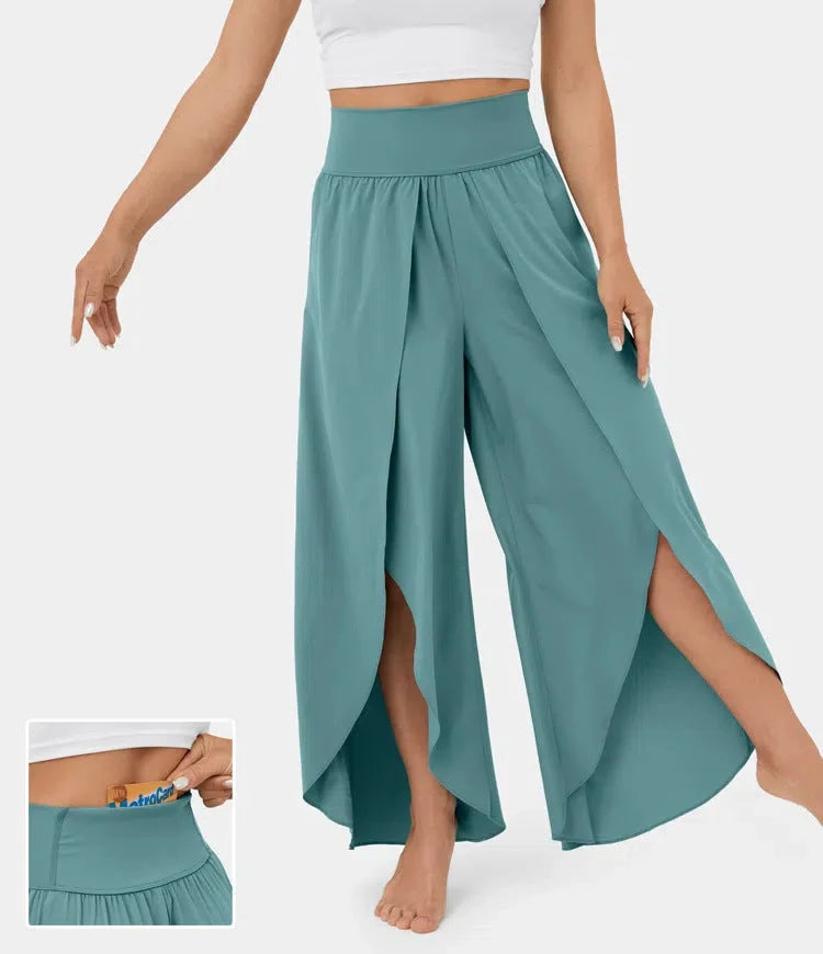 Women's summer high waist loose split yoga pants in various colours