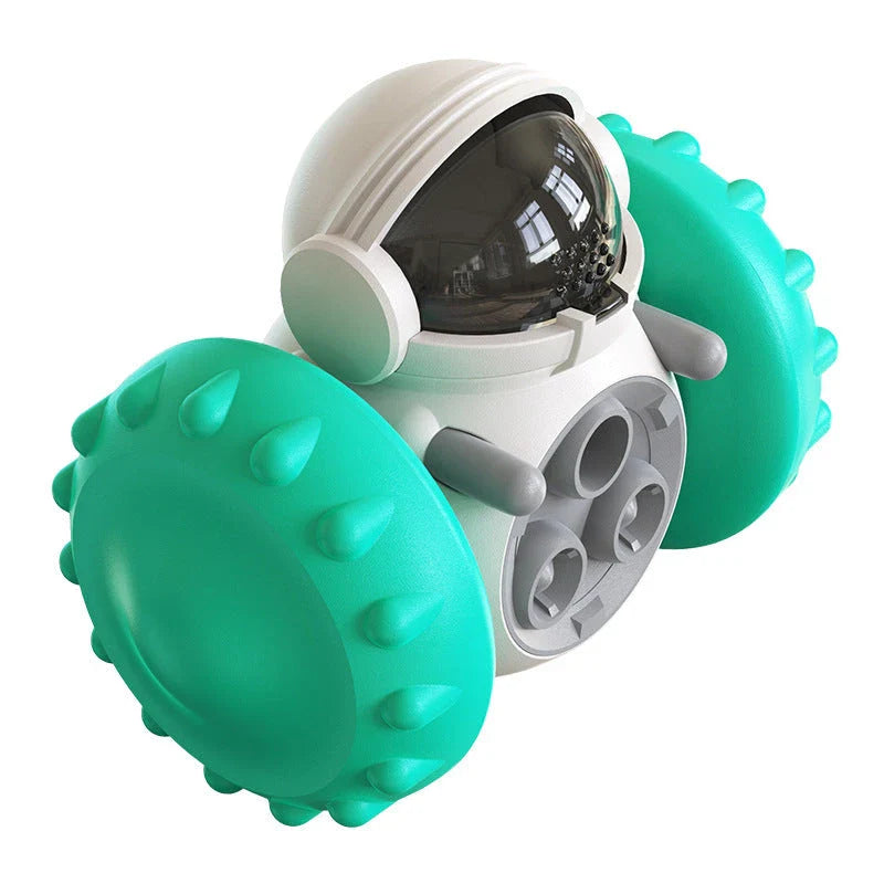 Interactive puzzle slow feeder toy for dogs and cats, with a rolling tumbler design that encourages active and entertaining feeding