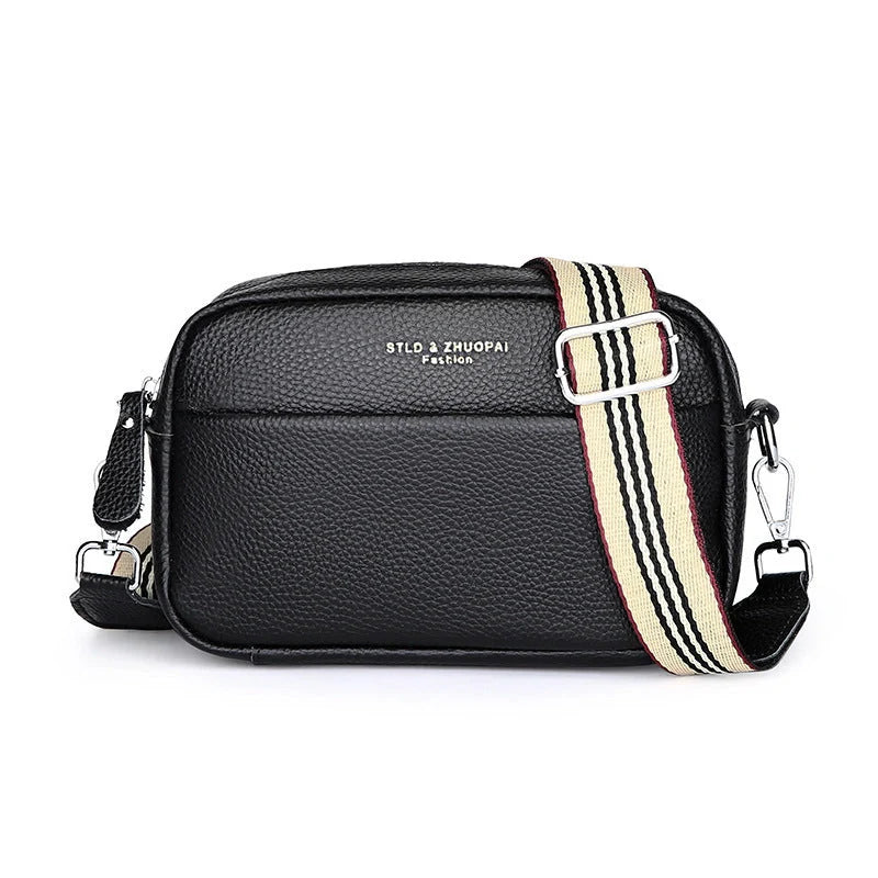 Stylish cowhide shoulder messenger bag with adjustable strap in various colours