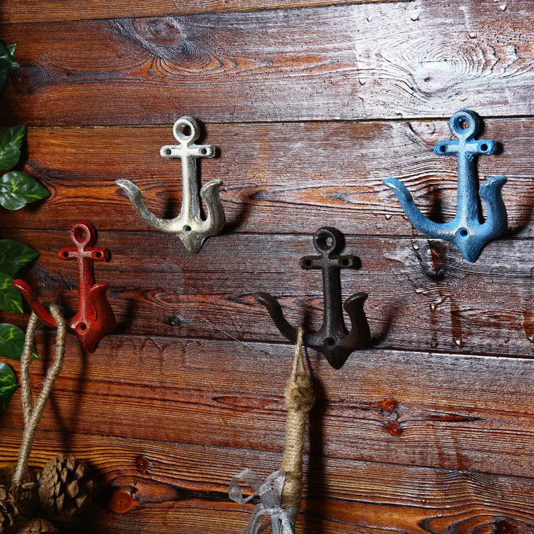 Industrial wrought iron wall hooks for coats and hats in various colours