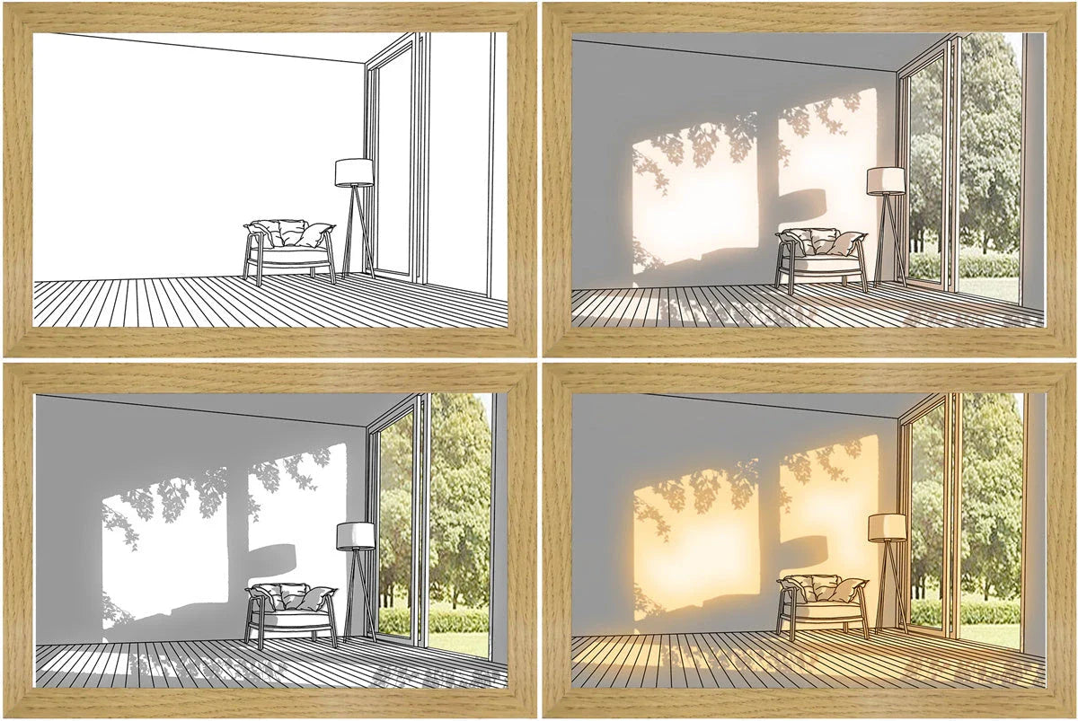 Illuminated picture frame with LED lights creating a mesmerizing display of art and ambiance