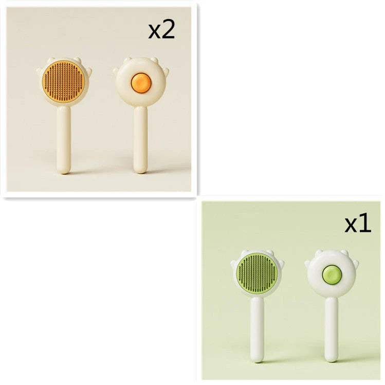 Premium pet grooming brush featuring dual-action hair removal and soothing massage for cats and dogs