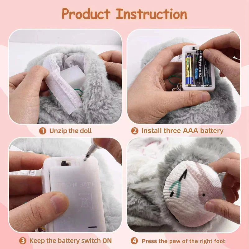 Soothing and relaxing plush breathing bunny toy with calming lights and music to help babies and toddlers sleep