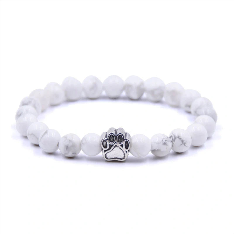 Natural Stone Dog Paw Bracelet with anti-fatigue benefits, perfect for dog lovers and wellness enthusiasts.