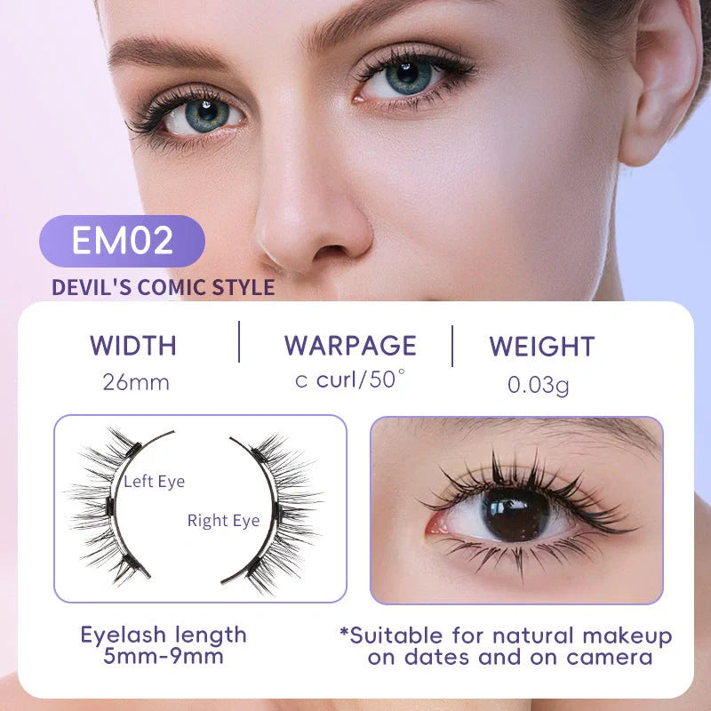 Luxurious magnetic suction false eyelashes in super soft mink hair for a natural look
