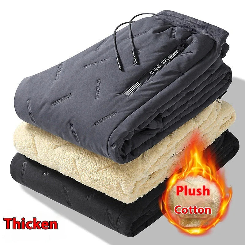 Premium fleece-lined winter pants for men in various colors and styles