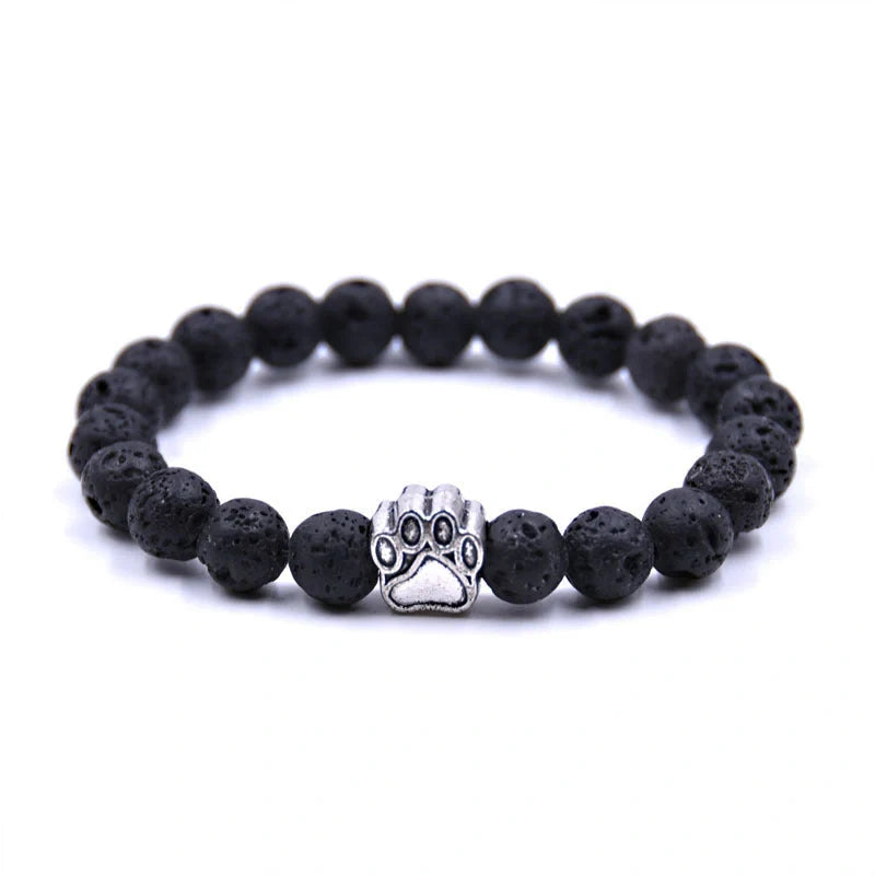 Natural Stone Dog Paw Bracelet with anti-fatigue benefits, perfect for dog lovers and wellness enthusiasts.