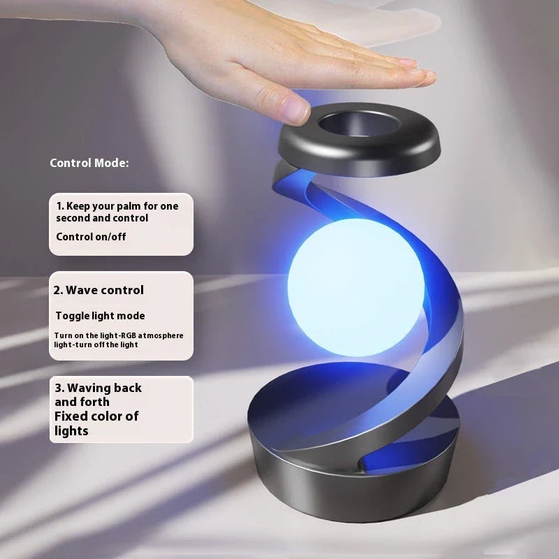 Stylish Rotating Moon Lamp with Wireless Phone Charging - Captivating Desk Accessory with Soothing Lighting and Convenient Wireless Charging