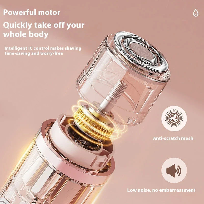 Dual-head electric shaver for women's painless hair removal on face, arms, legs, and bikini area