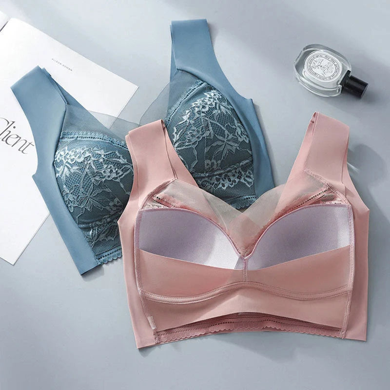 Ladies' Summer Ice Silk Seamless Bras in various colors and sizes