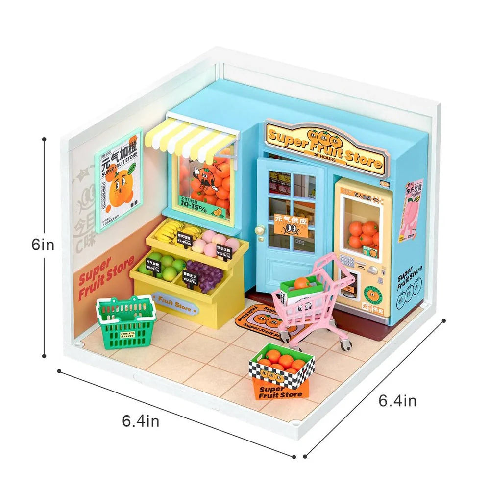 Robotime Rolife DIY Miniature Cafe Building Kit with ambient light set