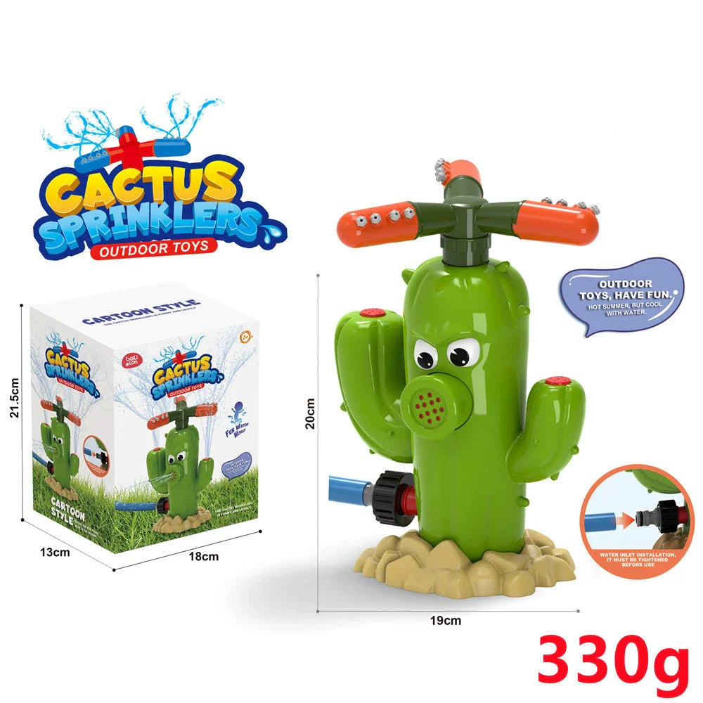 Playful backyard water sprinkler with adorable cactus design, perfect for summer fun and outdoor entertainment
