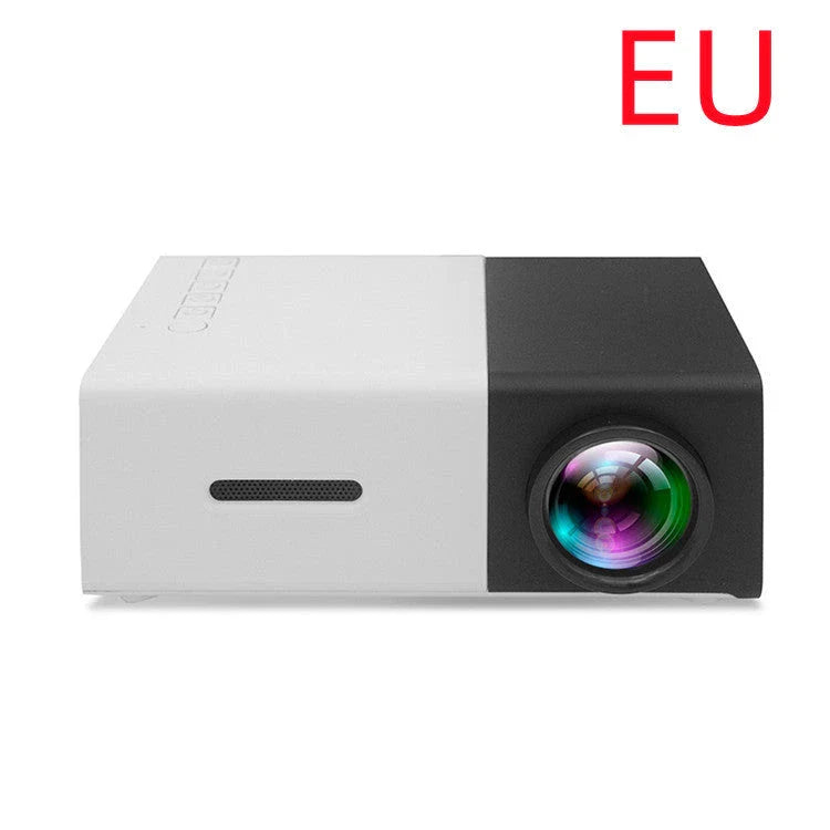 Compact 1080p HD home cinema projector with versatile connectivity and adjustable display settings