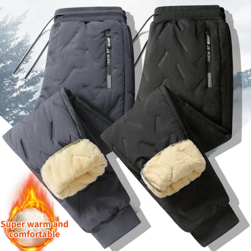 Premium fleece-lined winter pants for men in various colors and styles