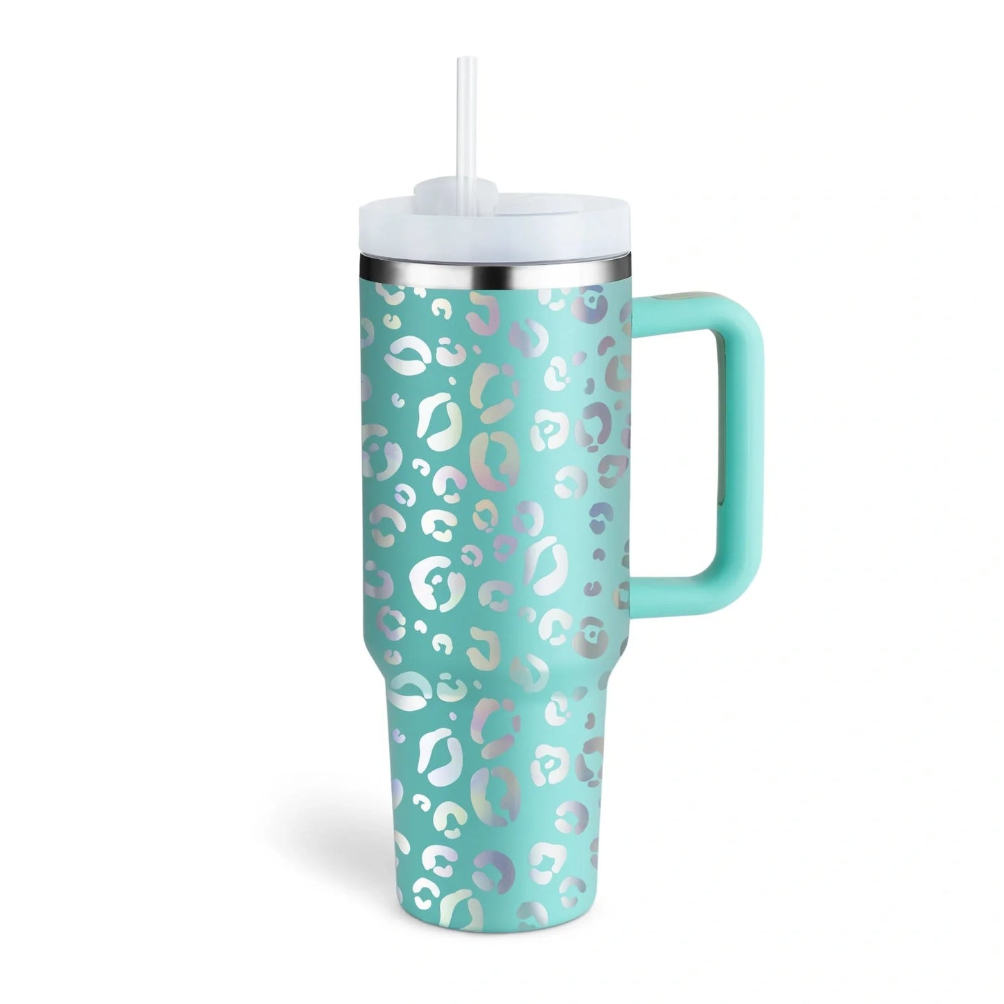 40oz stainless steel straw coffee mug with handle, ideal for travel