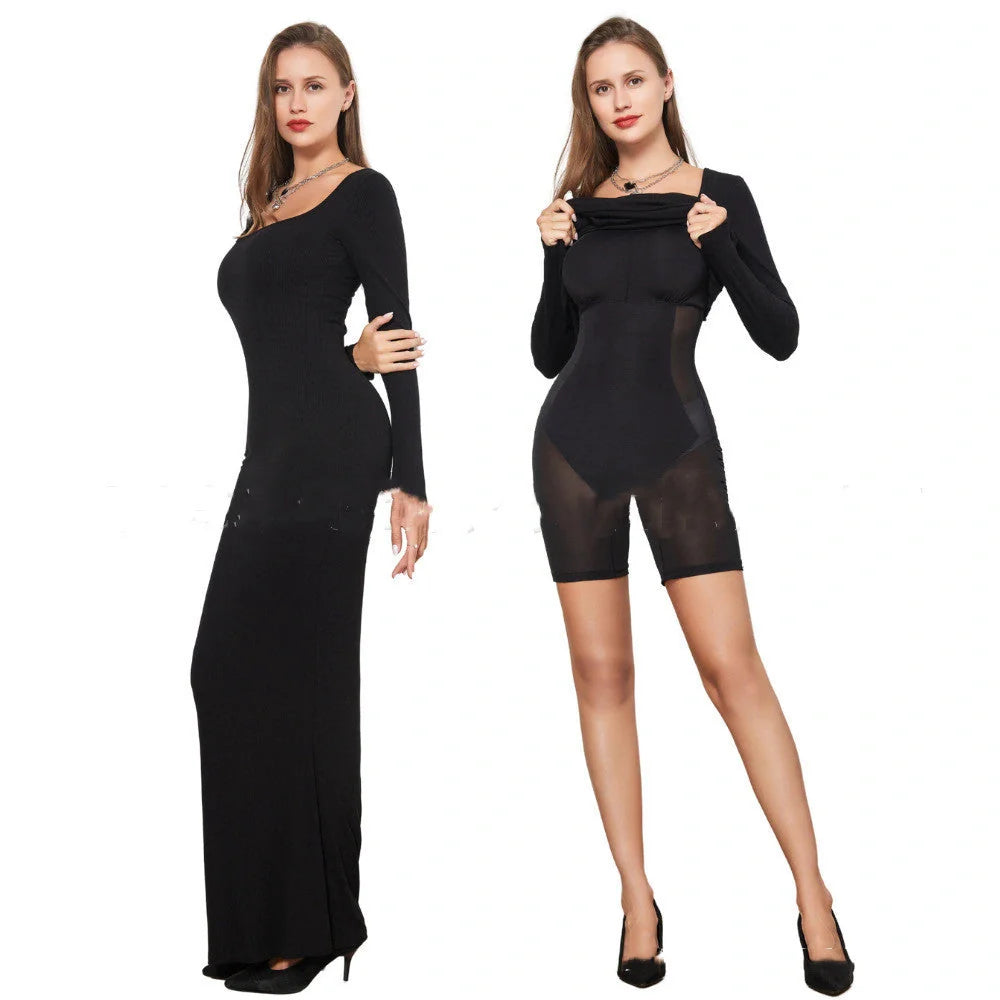 Double-layer modal slim dress in various colours for a flattering fit