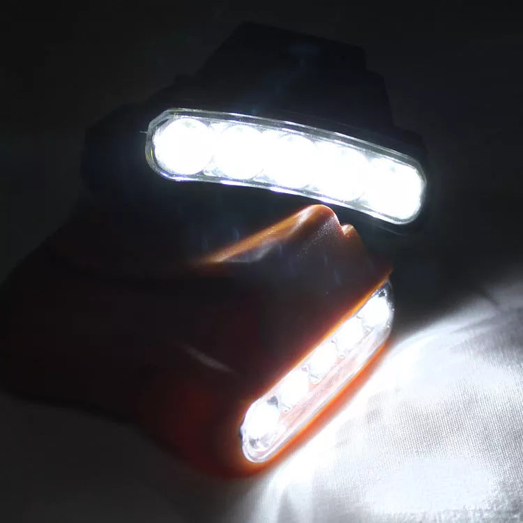 Compact 5LED cap lamp for outdoor activities in black and orange