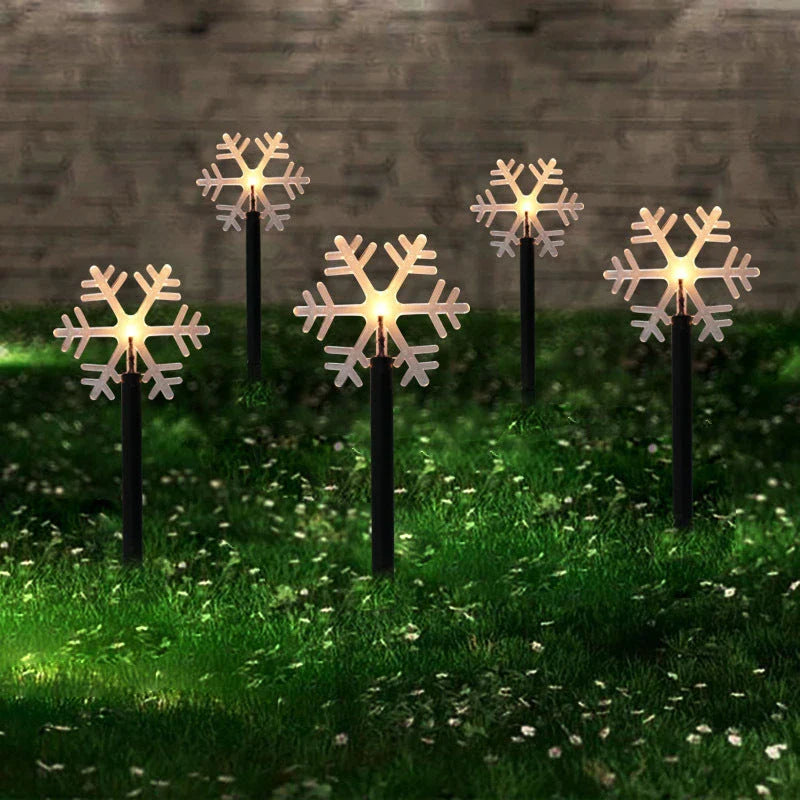 Enchanting acrylic snowflake garden lights that automatically illuminate your outdoor space with a warm, soft glow