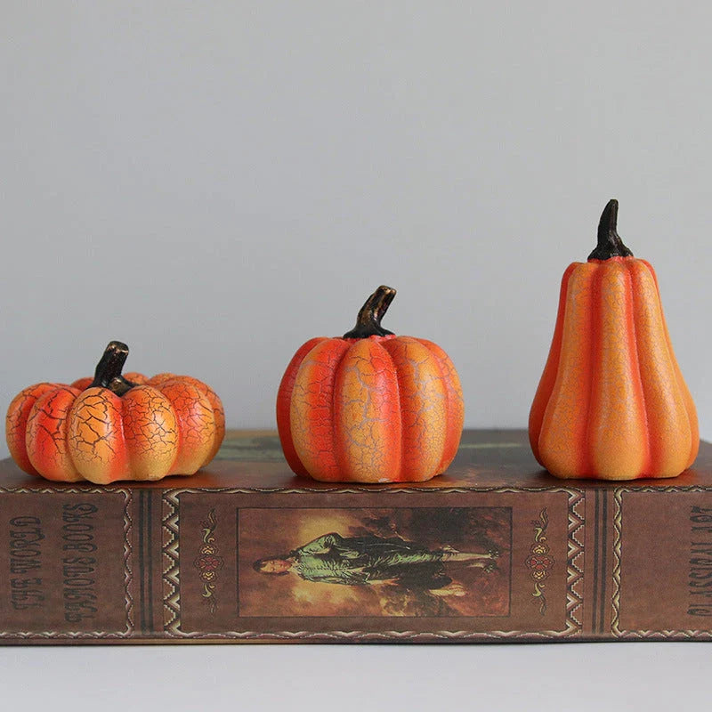 A realistic-looking LED pumpkin lantern with intricate cracks and textures, creating a mesmerizing Halloween decoration.
