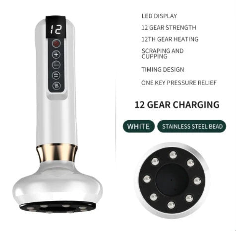 Electric Massage Body Cupping Set with 12 Adjustable Suction Levels, Infrared Heating, and One-Touch Pressure Relief for Relaxation, Slimming, and Anti-Cellulite Benefits