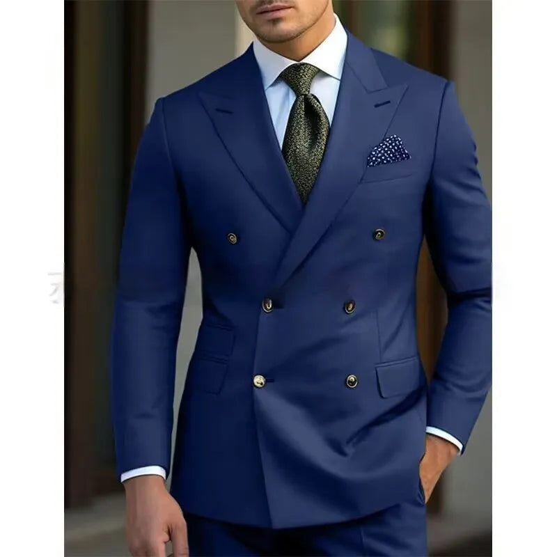Men's two-piece suit set in cotton blend fabric available in five colours and twelve sizes
