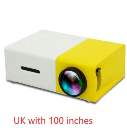 Compact 1080p HD home cinema projector with versatile connectivity and adjustable display settings